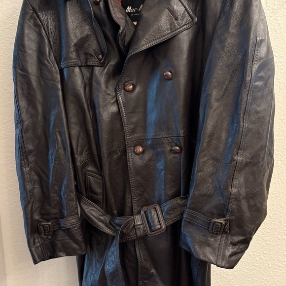 VINTAGE MAC MOR LEATHER MENS TRENCH COAT - Picture 5 of 6